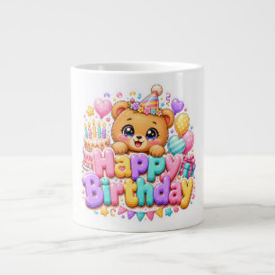Grande Tasse Mignon Kawaii Joyeux Anniversaire Ours en Peluche