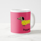 Grande Tasse Mignonne Jaune et Rose Dachshund Nom du chien Drôl (Devant droit)