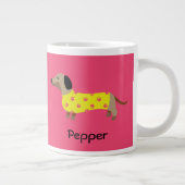 Grande Tasse Mignonne Jaune et Rose Dachshund Nom du chien Drôl (Droite)