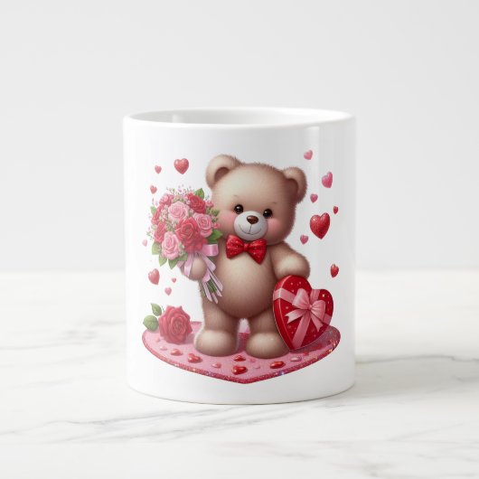 Grande Tasse Mignonne Valentine's Day Teddy Bear (Devant)