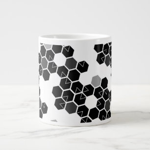 Grande Tasse Mignons motifs de données hexagonales noir et blan