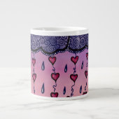Grande Tasse Mignons nuages et coeurs art (Devant)