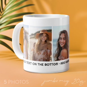 Grande Tasse Modèle de 5 photos Texte minimaliste moderne sous