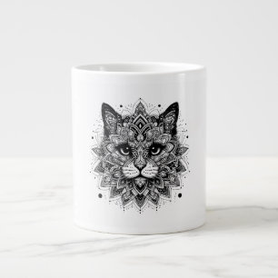 Grande Tasse Modèle de chat à motif mandala