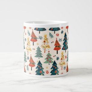 Grande Tasse Modèle sans couture d'arbres de Noël en pin coloré