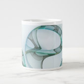 Grande Tasse Modern Abstract Fractal Art Blue Turquoise Gray (Devant)