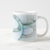 Grande Tasse Modern Abstract Fractal Art Blue Turquoise Gray (Droite)