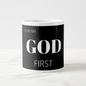 Grande Tasse Modern Bold Black God First Faith Saying Slogan (Devant)