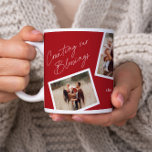 Grande Tasse Modern Elegant 4 Photo Collage Famille Cadeau<br><div class="desc">Moderne Elégant 4 Photo Collage Famille Cadeau Giant Café Mug. Cliquez sur le bouton Modifier pour customiser cette conception avec vos propres photos et texte. La couleur rouge arrière - plan peut être changée.</div>