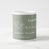 Grande Tasse Modern Sage Green Happy Retirement Personalized (Devant)