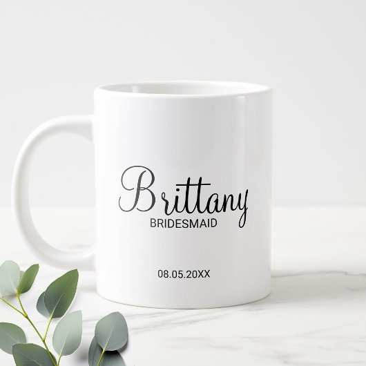 Grande Tasse Moderne Black et Blanc Personnalisé Bridesmaitres 