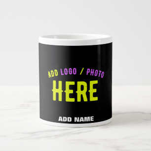 GRANDE TASSE MODERNE ET MODERNE PERSONNALISABLE NOIR VÉRIFIÉ