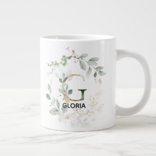 Grande Tasse Moderne Initiale "G" Avec Nom de la verdure