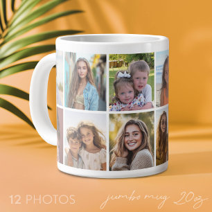 Grande Tasse Moderne, Minimaliste Collage de 12 photos sur fond