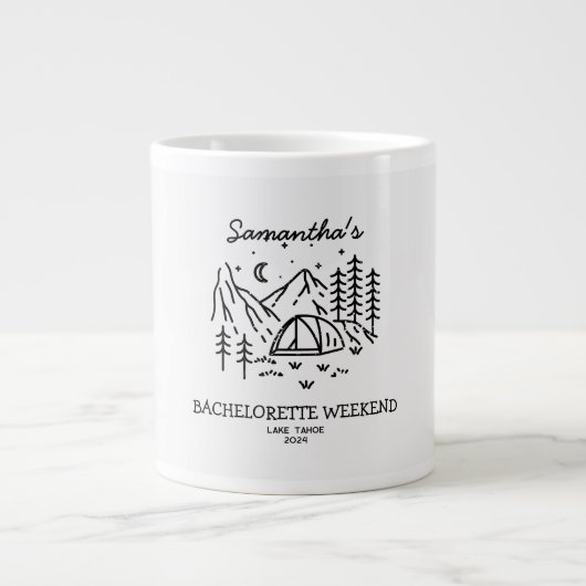 Grande Tasse Moderne Simple Camping Bachelorette Party Nature (Devant)