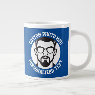 Grande Tasse Mon visage sur un CHELSEA BLUE personnalisé