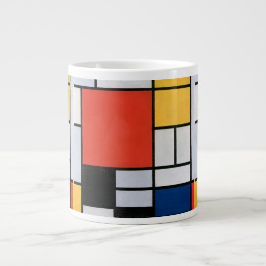 Grande Tasse Mondrial Composition Rouge Jaune Bleu Noir (Devant)