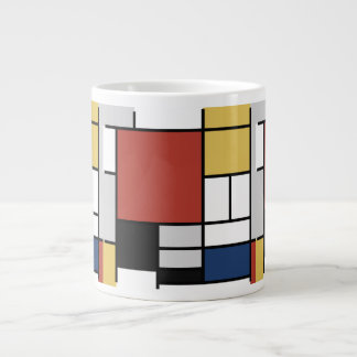 Grande Tasse Mondrian Peinture Rouge Plane Jaune Noir Gris Bleu