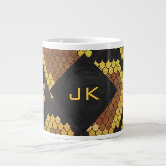 Grande Tasse Monogram Snake Brown et Gold Print (Devant)