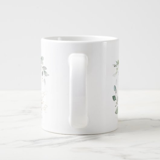Grande Tasse Monogramme alphabétique "F" initial Feuilles vert  (Dos)