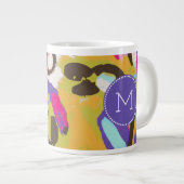 Grande Tasse Monogramme | Boho rose Floral I (Devant droit)
