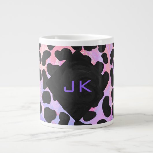 Grande Tasse Monogramme Dalmatien noir et rose (Devant)