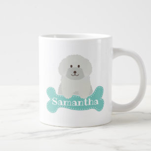 Grande Tasse Monogramme de Amoureux des chiens de chiot blanc f