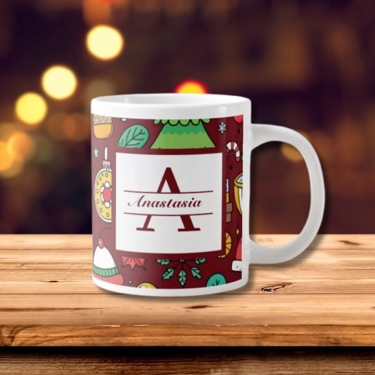 Grande Tasse Monogramme de canicules de Noël
