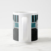 Grande Tasse Monogramme de diamant de Teal, argenté et noir (Dos)