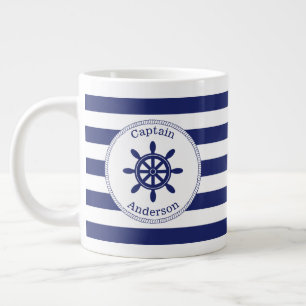Grande Tasse Monogramme de la bande bleue de la roue du capitai