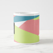 Grande Tasse Monogramme de Motif géométrique rayonné moderne (Devant)