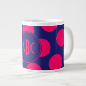 Grande Tasse Monogramme de point rose clair et bleu minuit (Devant droit)
