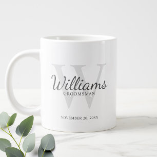 Grande Tasse Monogramme de script personnalisé et Groomsmen de