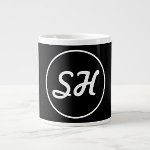 Grande Tasse Monogramme de style rétro-moderne cool Noir et b