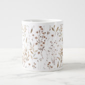 Grande Tasse Monogramme Delicate Fleurs sauvages Brown Feuilles (Devant)