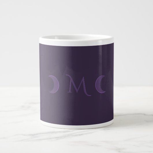 Grande Tasse Monogramme des lunes de croissant de violet poussi (Devant)