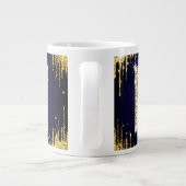 Grande Tasse Monogramme doré initial A avec paillettes bleues (Dos)