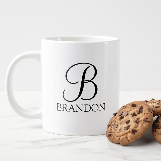 Grande Tasse Monogramme et nom de script personnalisé