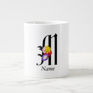 Grande Tasse Monogramme floral personnalisé M + Nom