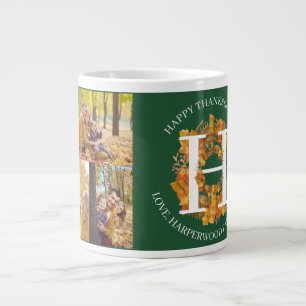 Grande Tasse Monogramme floral Thanksgiving Photo de famille Co