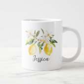 Grande Tasse Monogramme Fruits de citron Fleurs blanches Branch (Droite)
