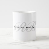 Grande Tasse Monogramme gris blanc Nom Initiales Simple Style (Devant)