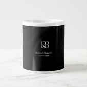 Grande Tasse Monogramme gris moderne clair Nom initial (Devant)