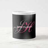 Grande Tasse Monogramme gris noir simple cadeau spécial simple (Devant)