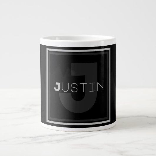 Grande Tasse Monogramme gris unique (Devant)