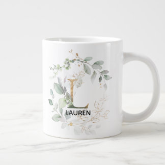 Grande Tasse Monogramme initial de l'alphabet moderne de verdur