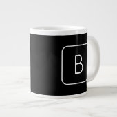 Grande Tasse Monogramme Initial De Style Moderne | Blanc & Noir (Devant droit)