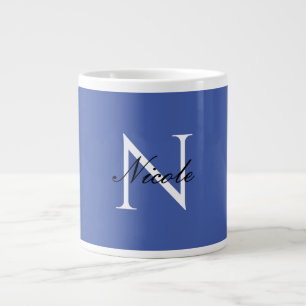 Grande Tasse Monogramme initial manuscrit propre nom bleu