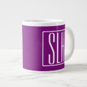 Grande Tasse Monogramme Initiales 3 Moderne Gras | Blanc & Viol (Devant droit)
