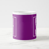 Grande Tasse Monogramme Initiales 3 Moderne Gras | Blanc & Viol (Devant)